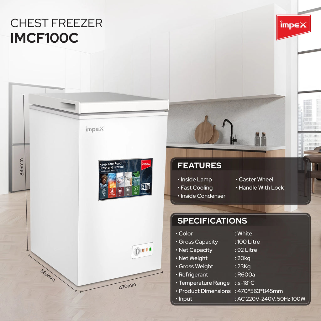 Impex 100L Chest Freezer IMCF100C