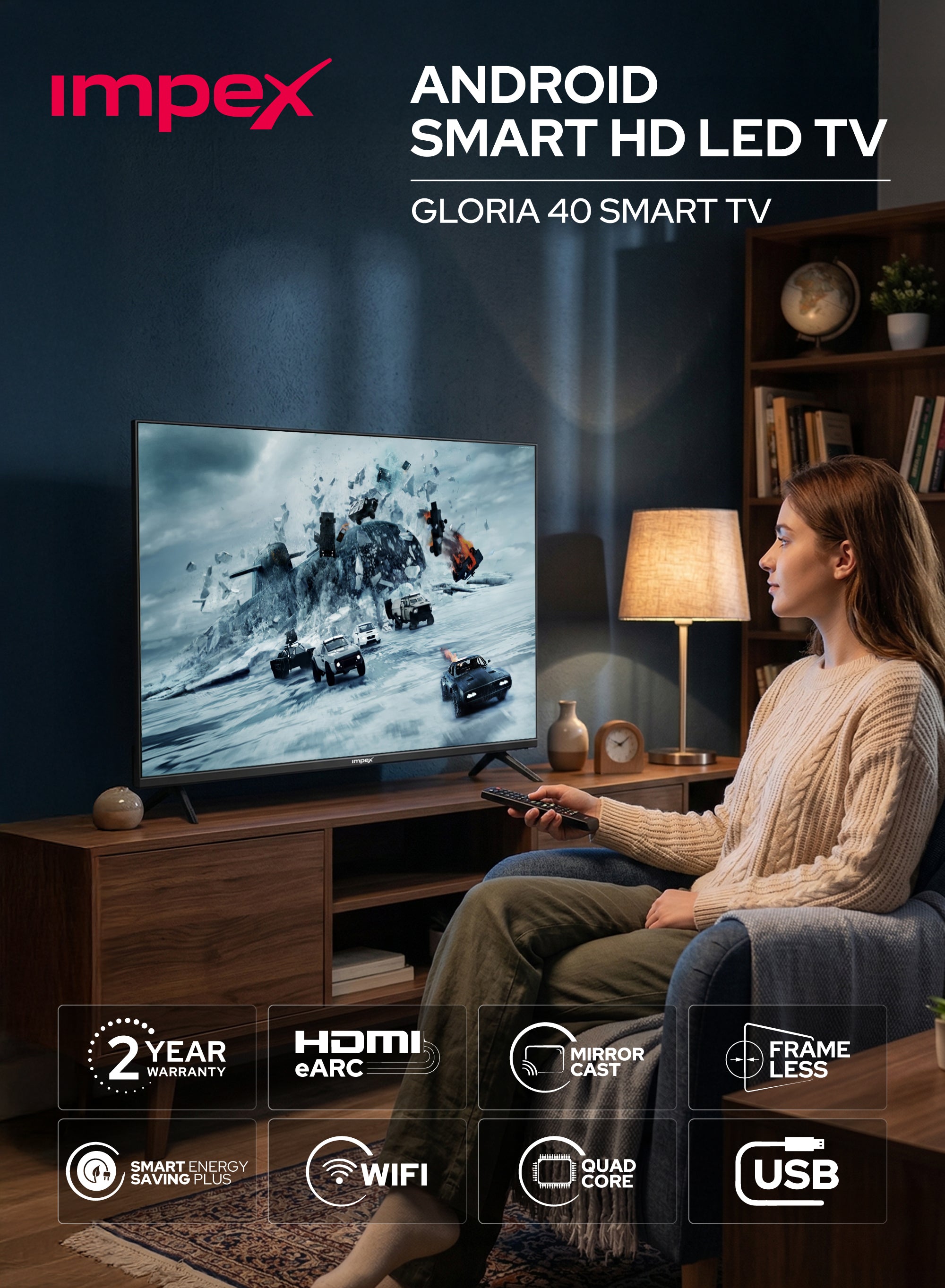 Impex 40" HD Smart LED TV Gloria 40 Smart