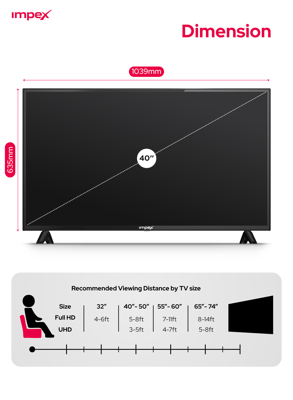 Impex 40" HD Smart LED TV Gloria 40 Smart