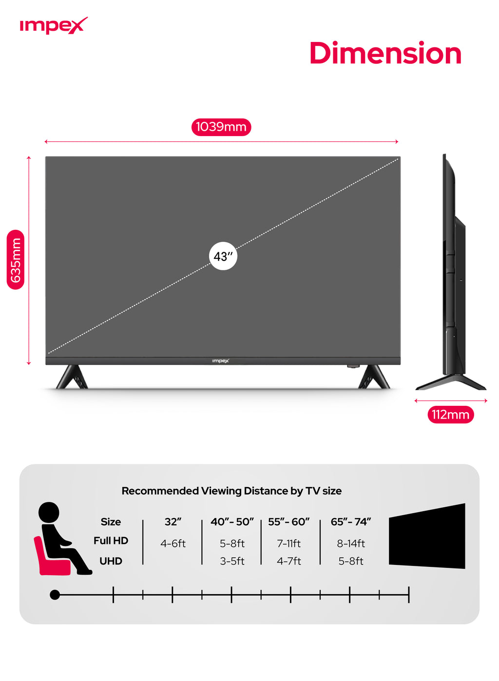Impex 43" FHD Smart LED TV Gloria 43 Smart