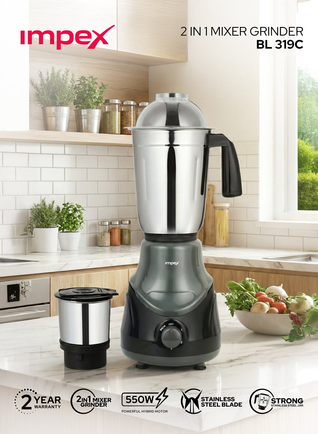 Impex 2 in 1 Mixer Grinder BL 319C