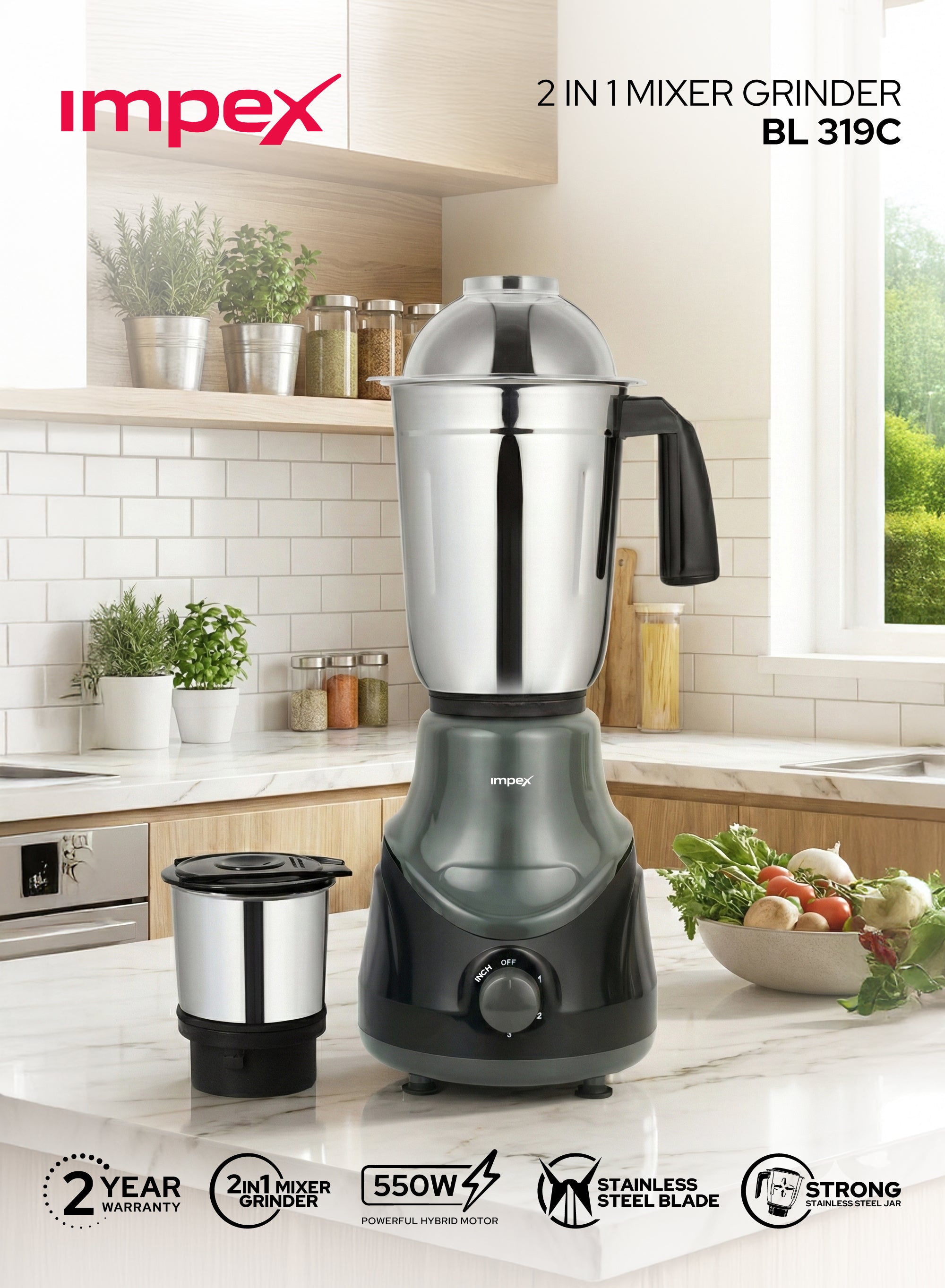 Impex 2 in 1 Mixer Grinder BL 319C