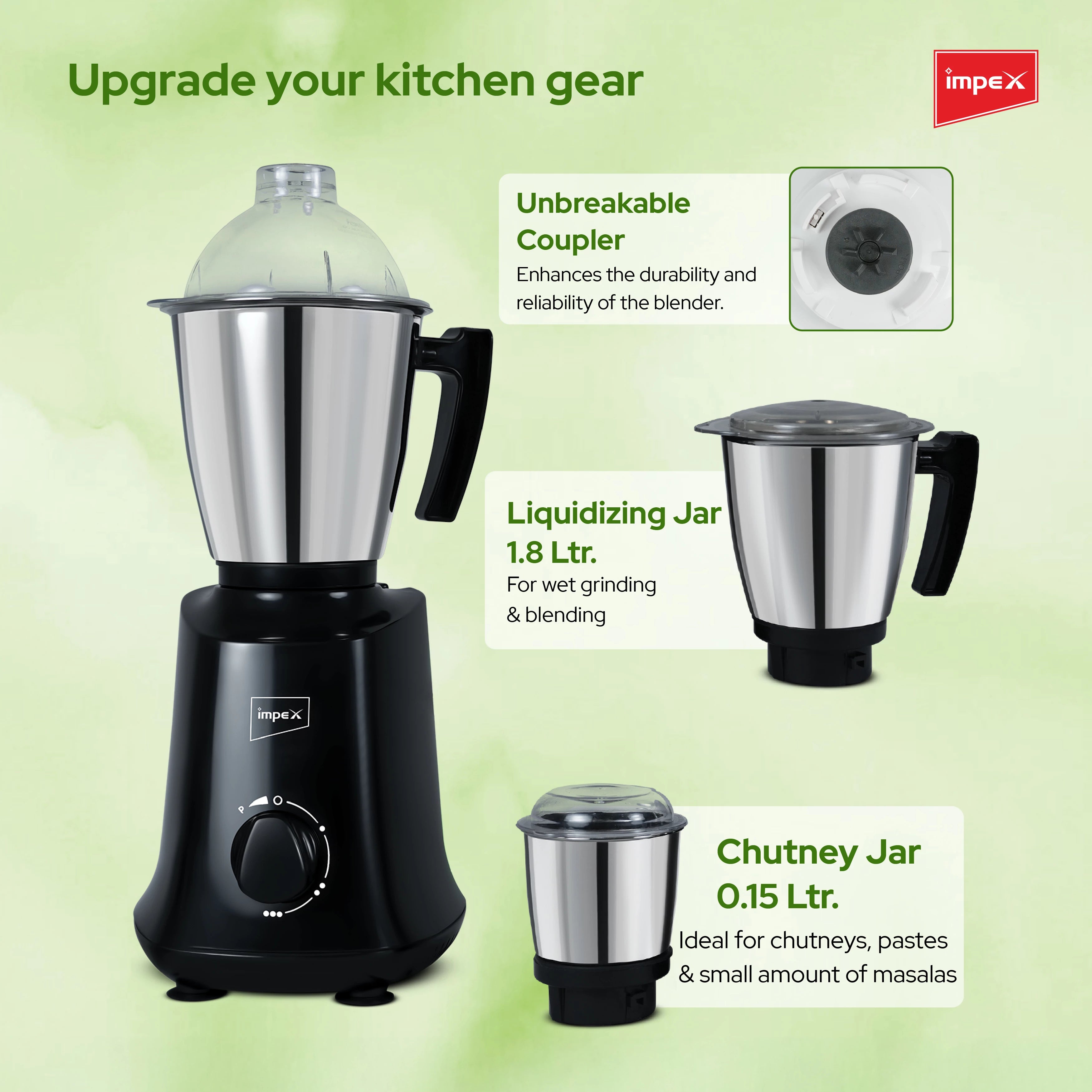 Impex 3 in 1 Mixer Grinder BL 390