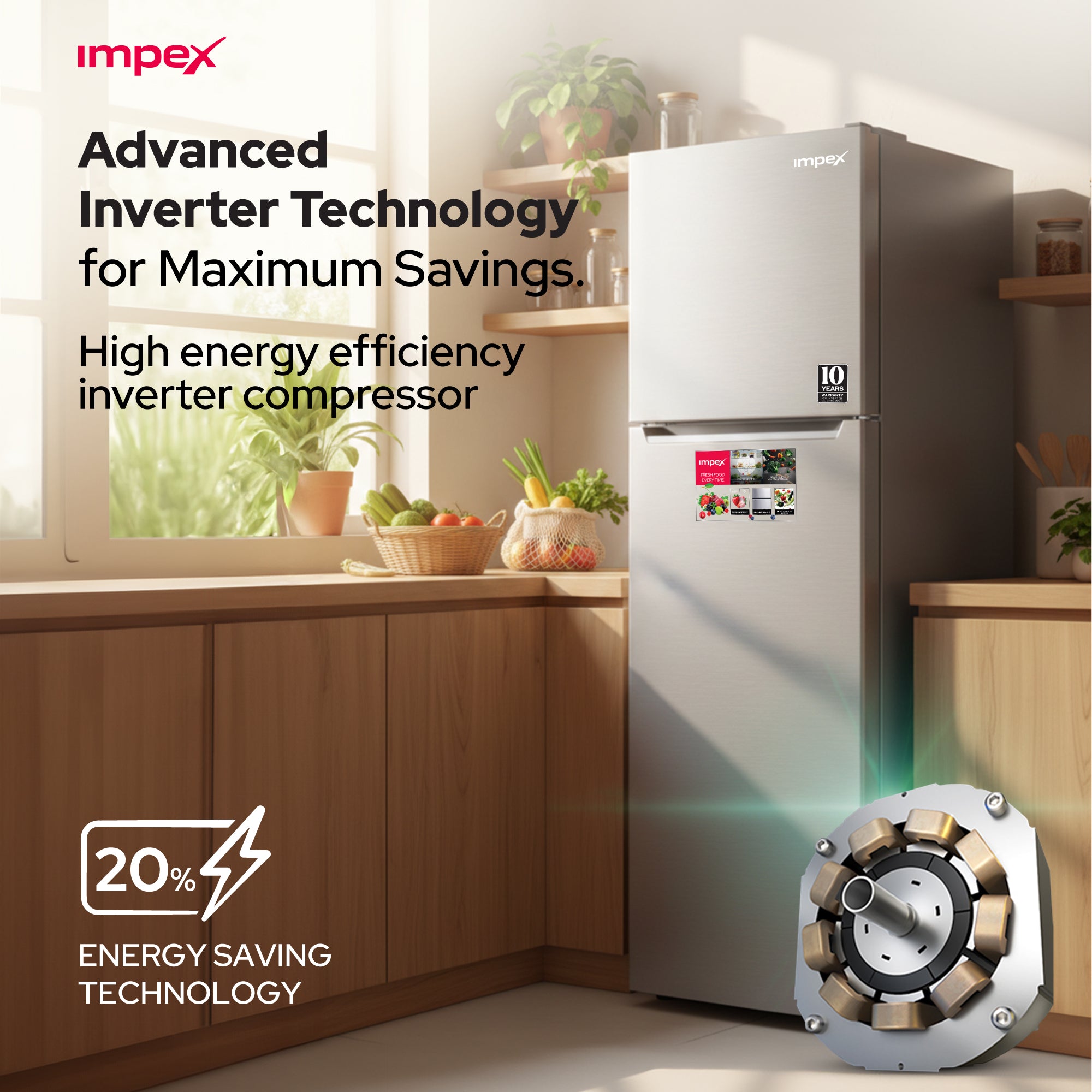 Impex 270L No Frost Inverter Refrigerator IRF250S