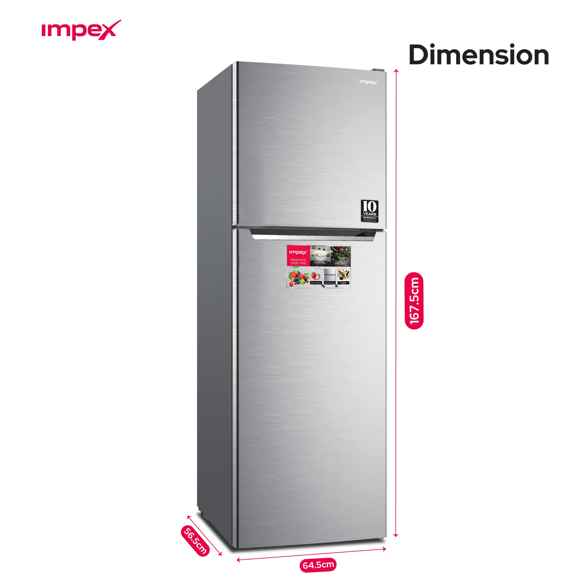 Impex 270L No Frost Inverter Refrigerator IRF250S