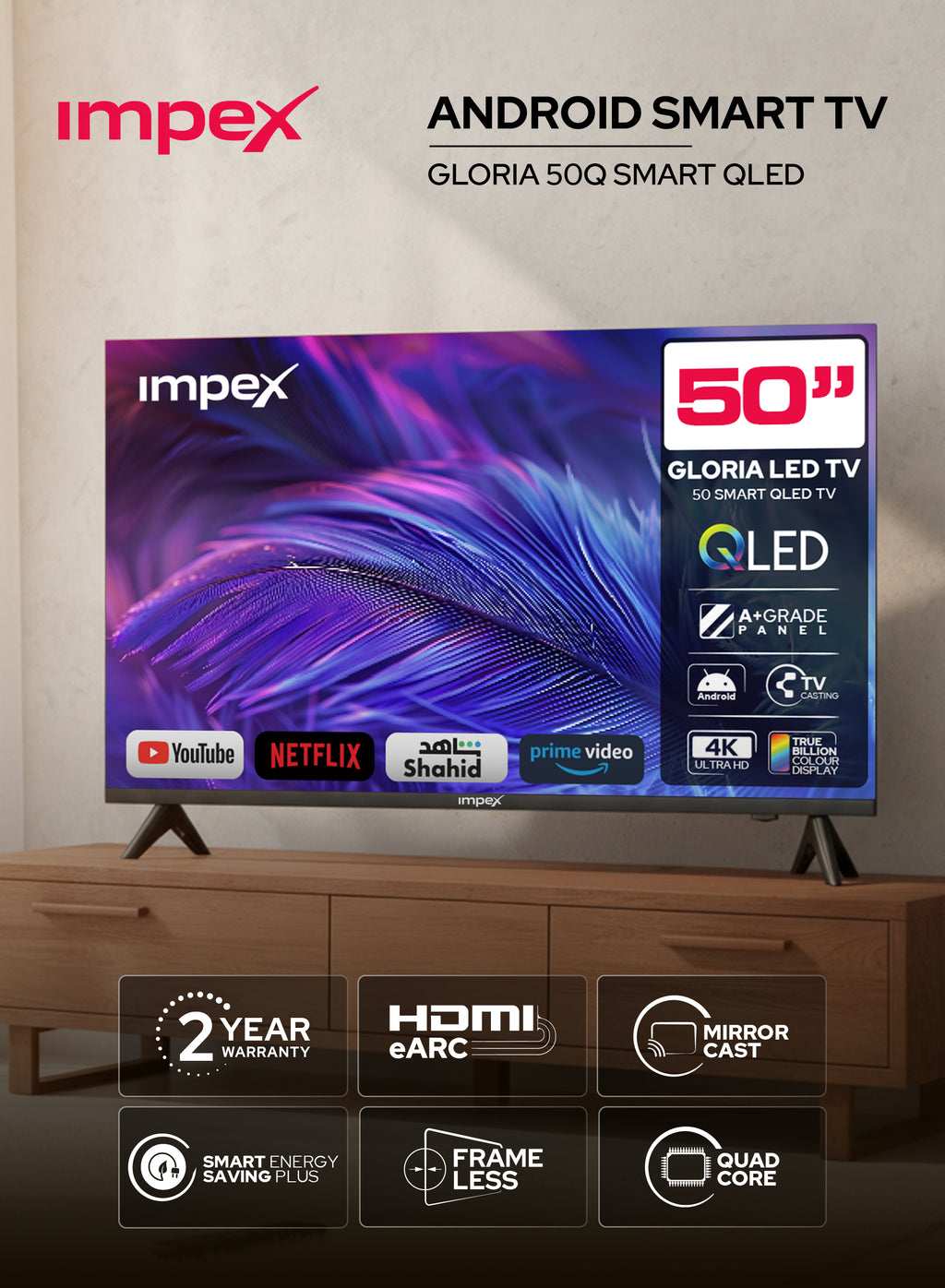 IMPEX QLED Smart LED TV A14 GLORIA50Q