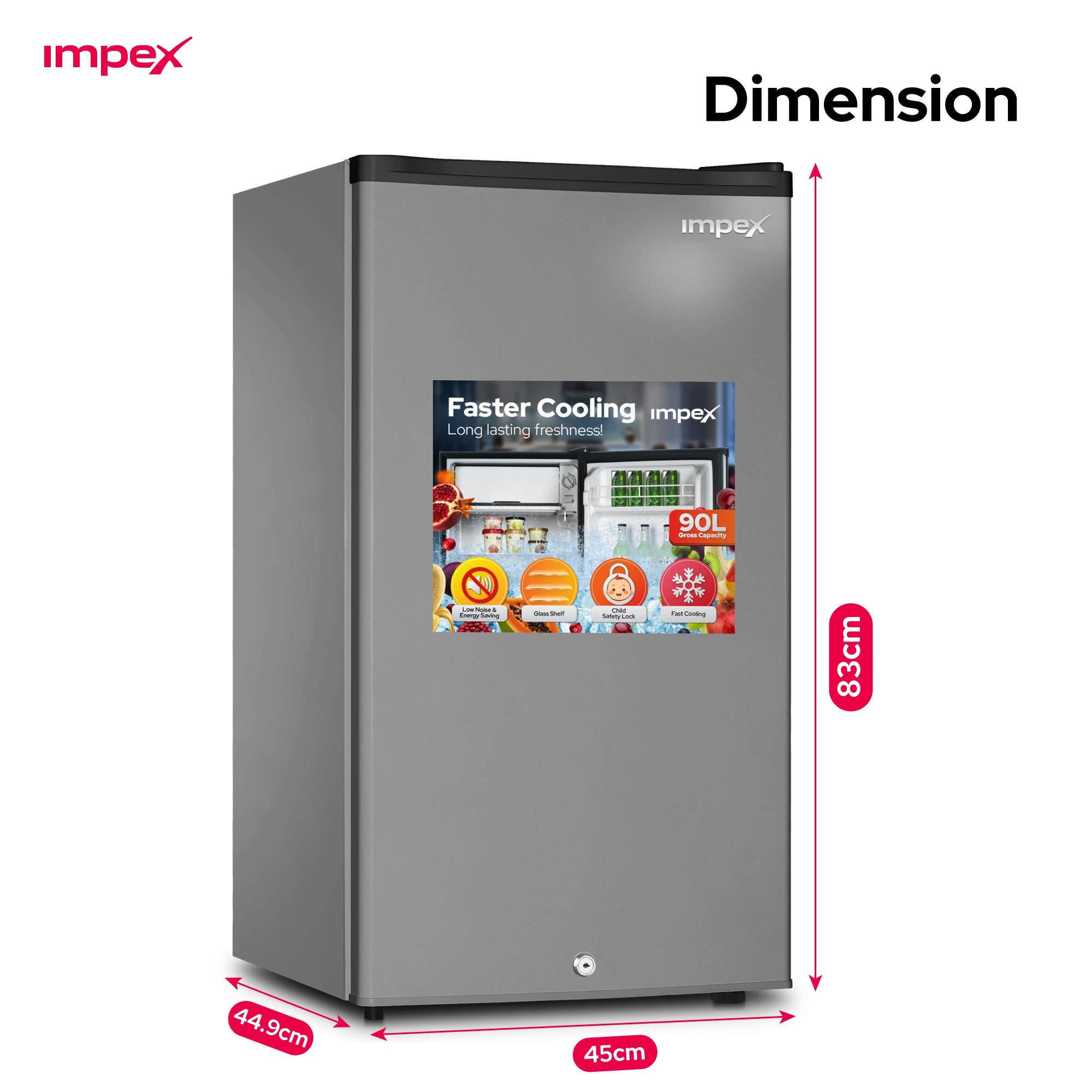 Impex 90L Single Door Refrigerator IMRF140C