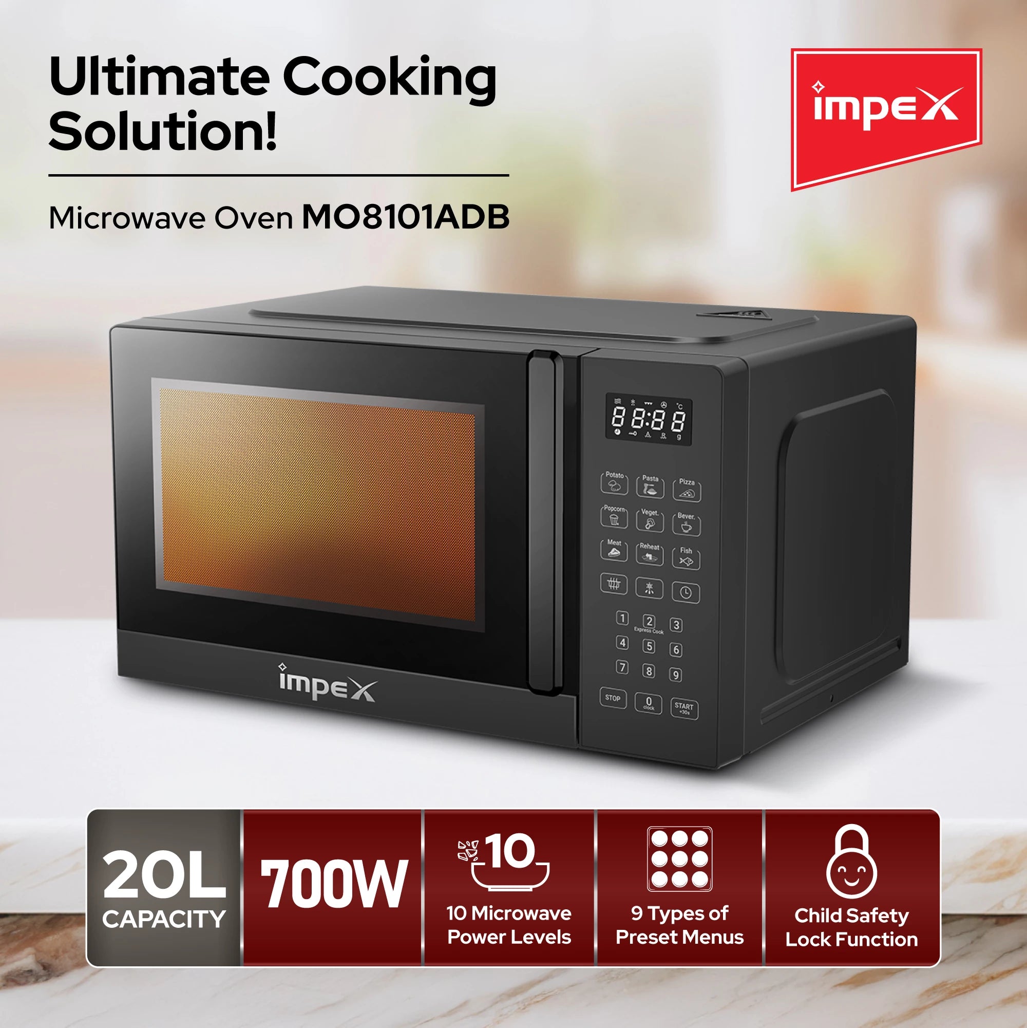 Impex 20Ltr Digital Microwave Oven 700W MO8101DB