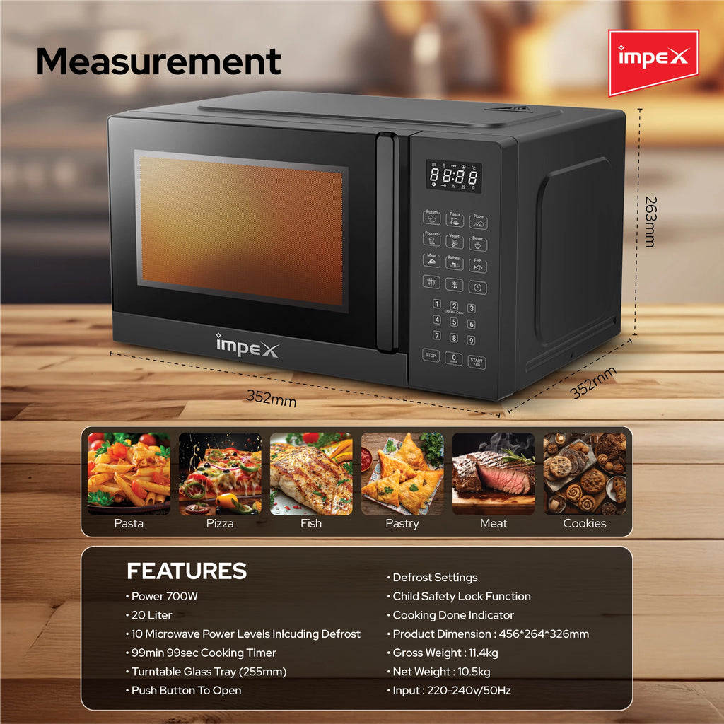 Impex 20Ltr Digital Microwave Oven 700W MO8101DB