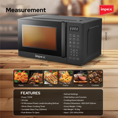 Impex 20Ltr Digital Microwave Oven 700W MO8101DB