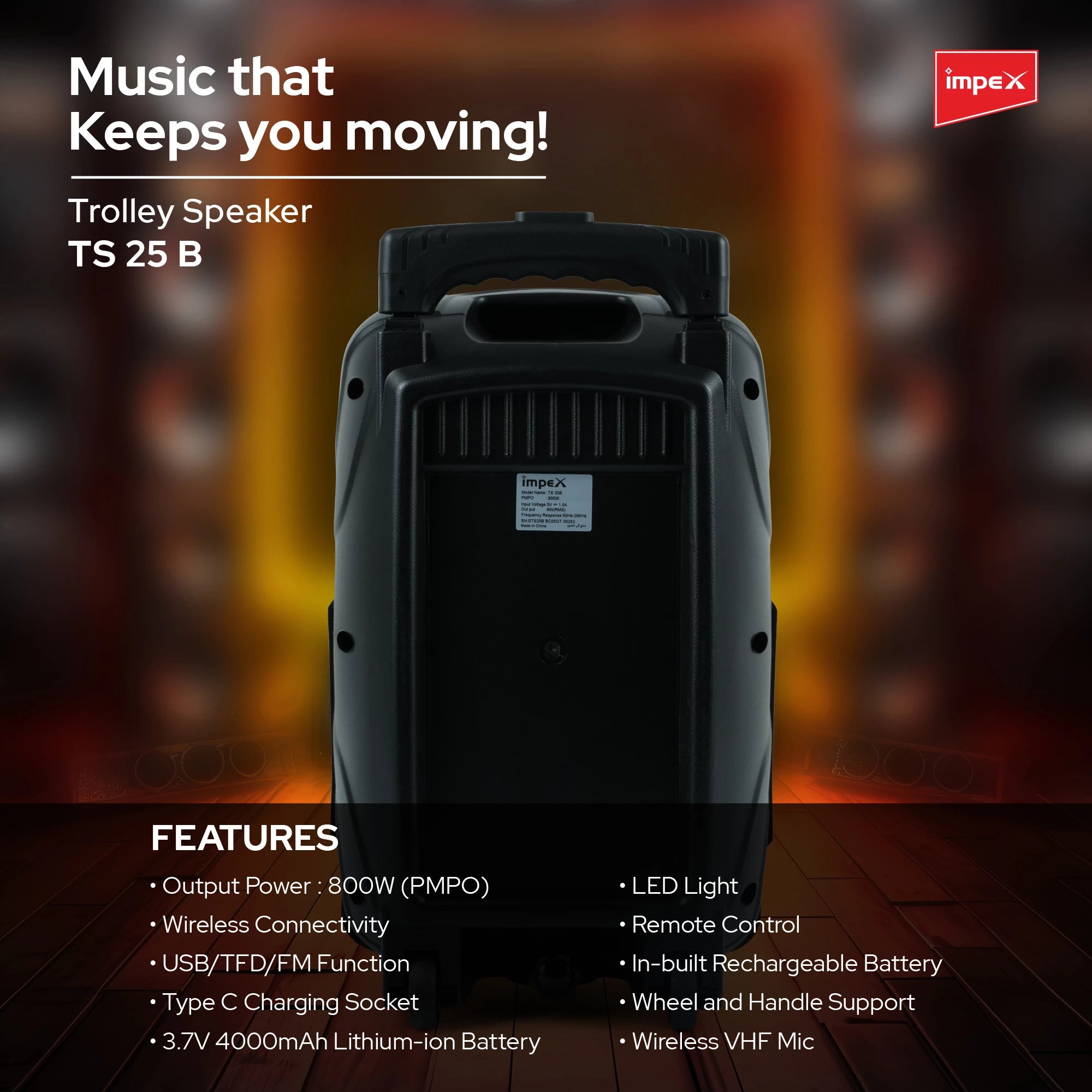 Impex Multimedia Trolley Speaker TS 25B