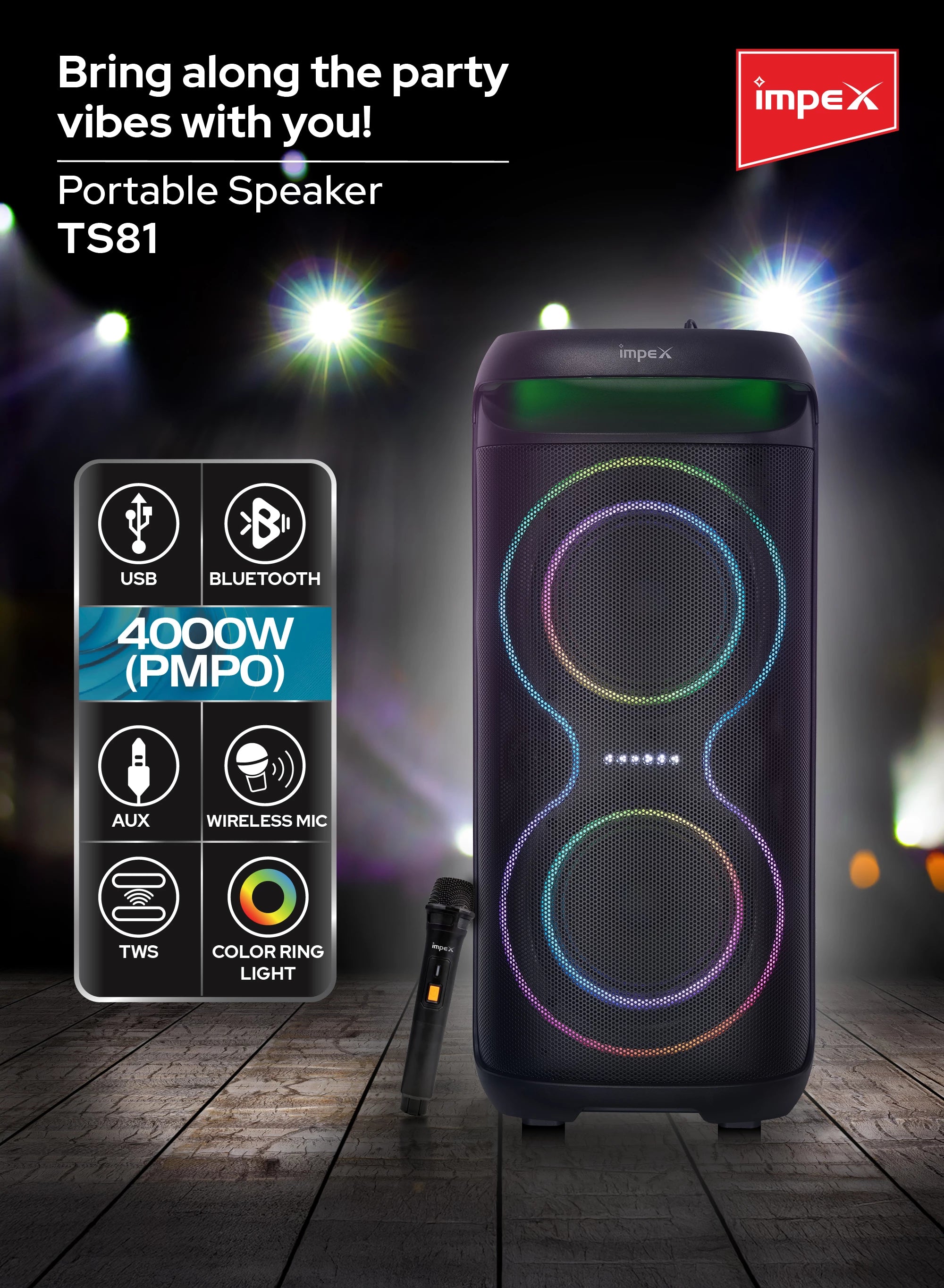 Impex Multimedia Portable Trolley Speaker TS 81