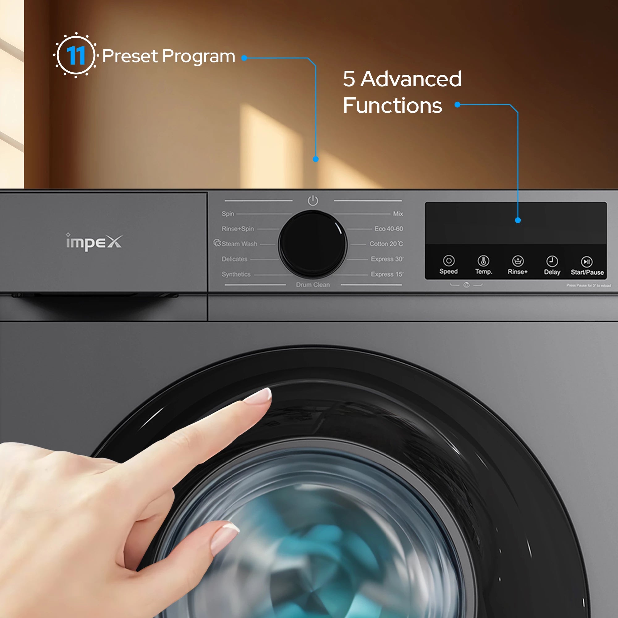 IMPEX 7.5 KG FRONT LOAD WASHING MACHINE WM0750FS