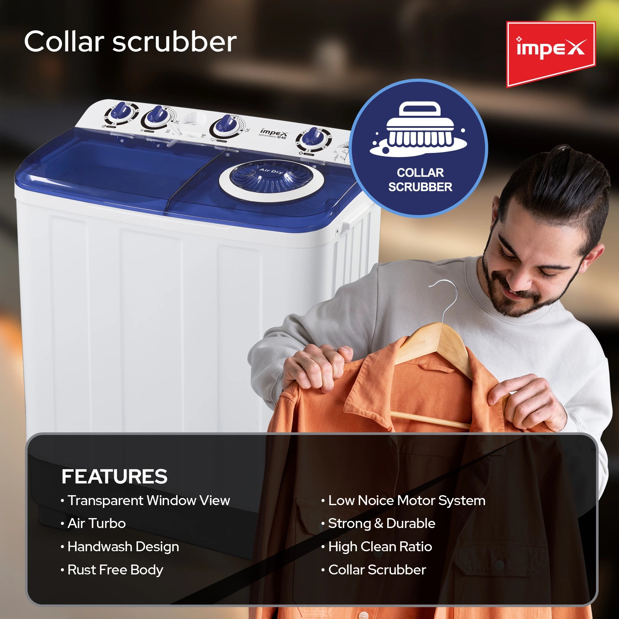 IMPEX 10 KG  SEMI-AUTOMATIC WASHING MACHINE WM 4202