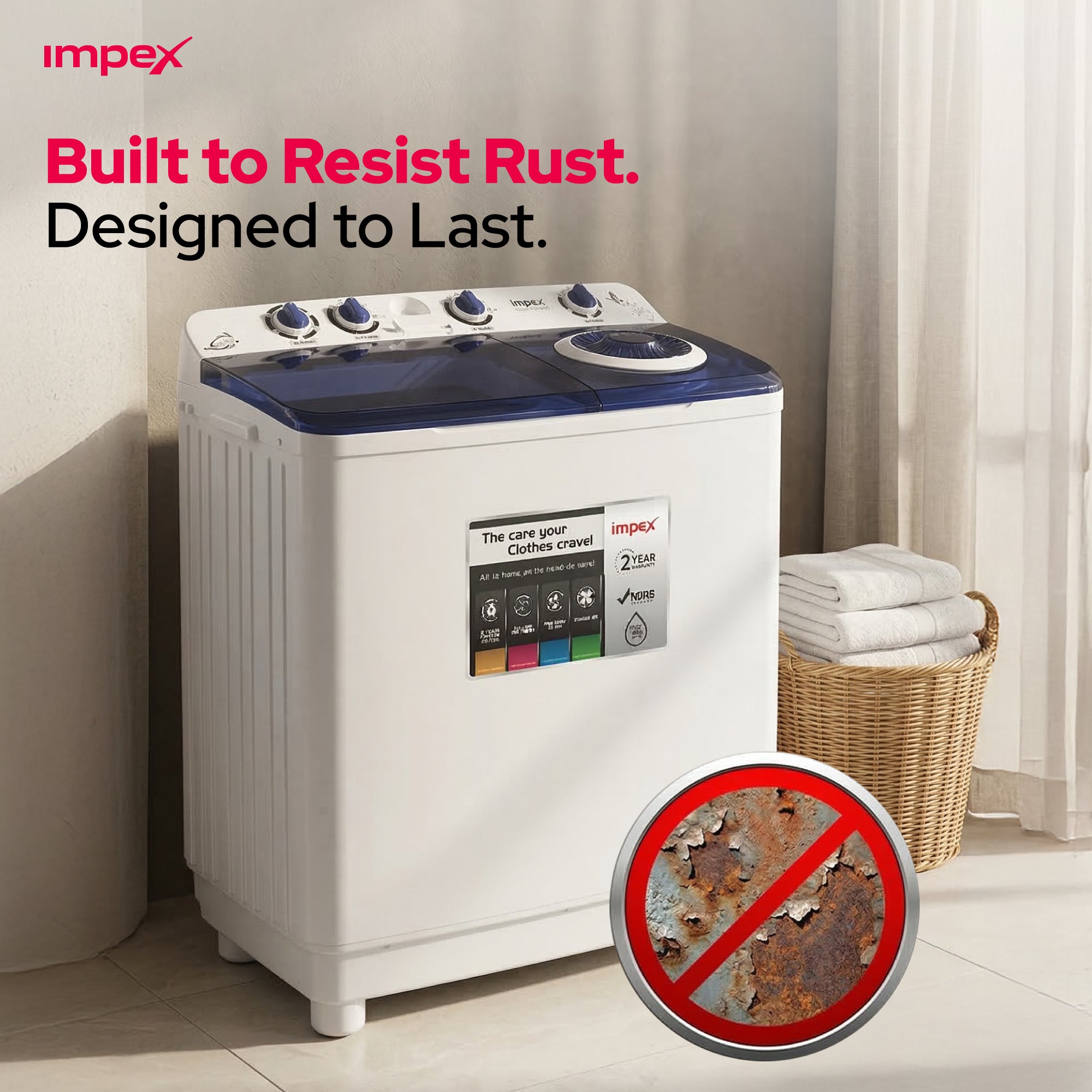 IMPEX 12 KG SEMI-AUTOMATIC WASHING MACHINE (WM 4205)