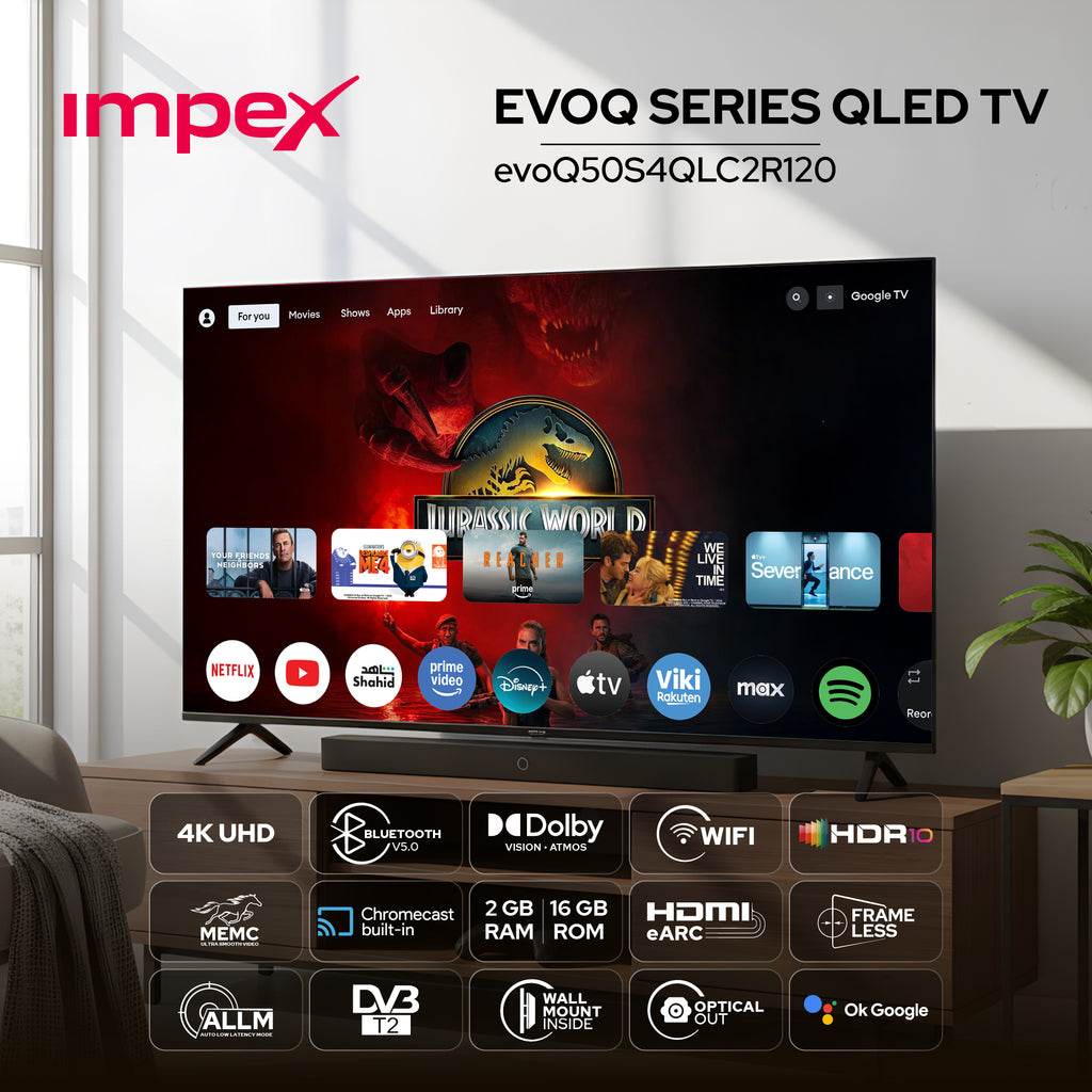 IMPEX 50 Inch QLED UHD GOOGLE LED TV DVBT2/S2 evoQ 50S4QLC2R120