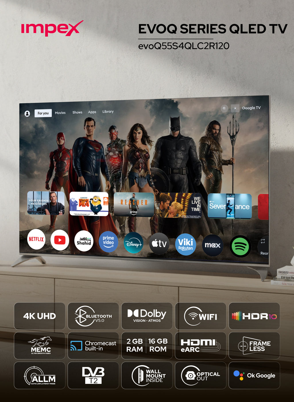 IMPEX 55" UHD GOOGLE LED TV evoQ 55S4RLC2