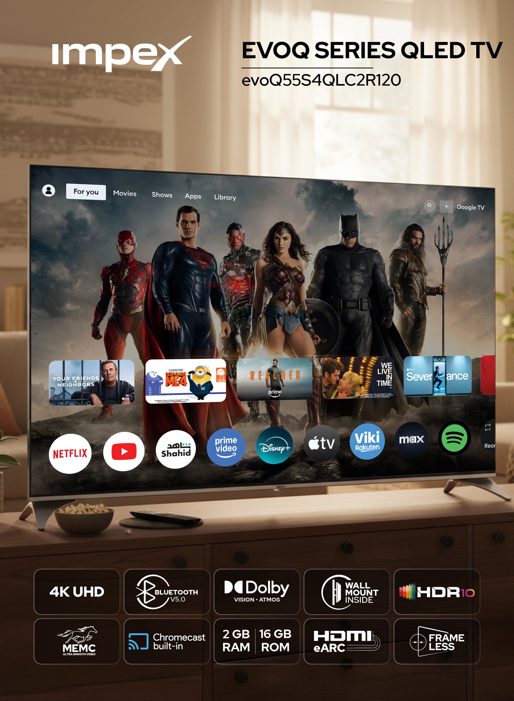 IMPEX 55" UHD GOOGLE LED TV evoQ 55S4RLC2