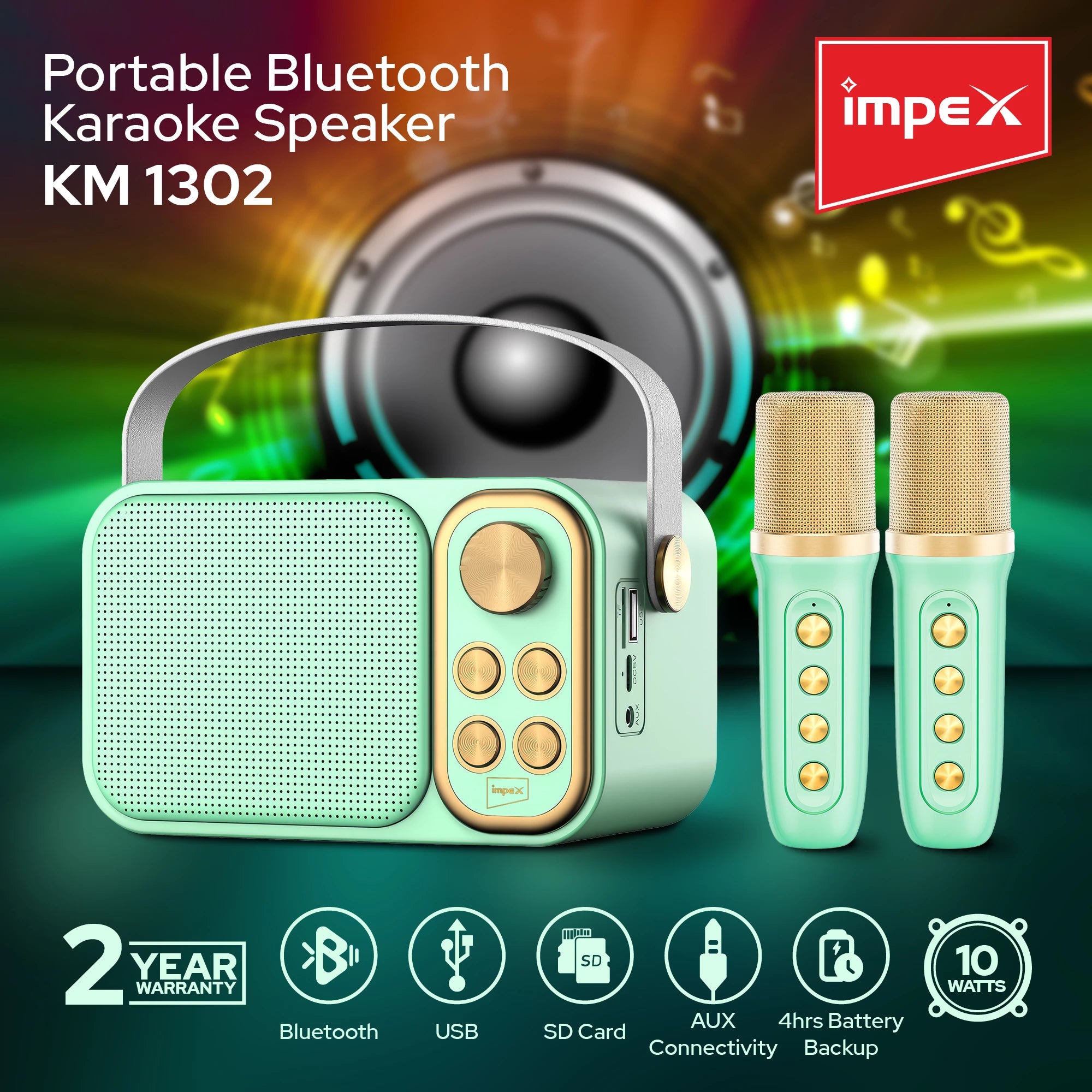 Impex Portable Bluetooth Karaoke Speaker KM 1302