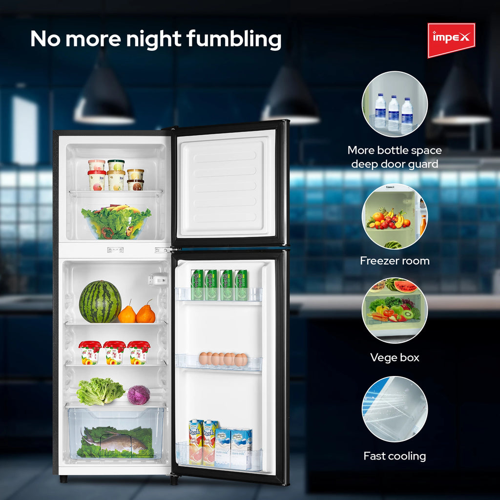Impex 138L Double Door Refrigerator-Freezer IRF 138C