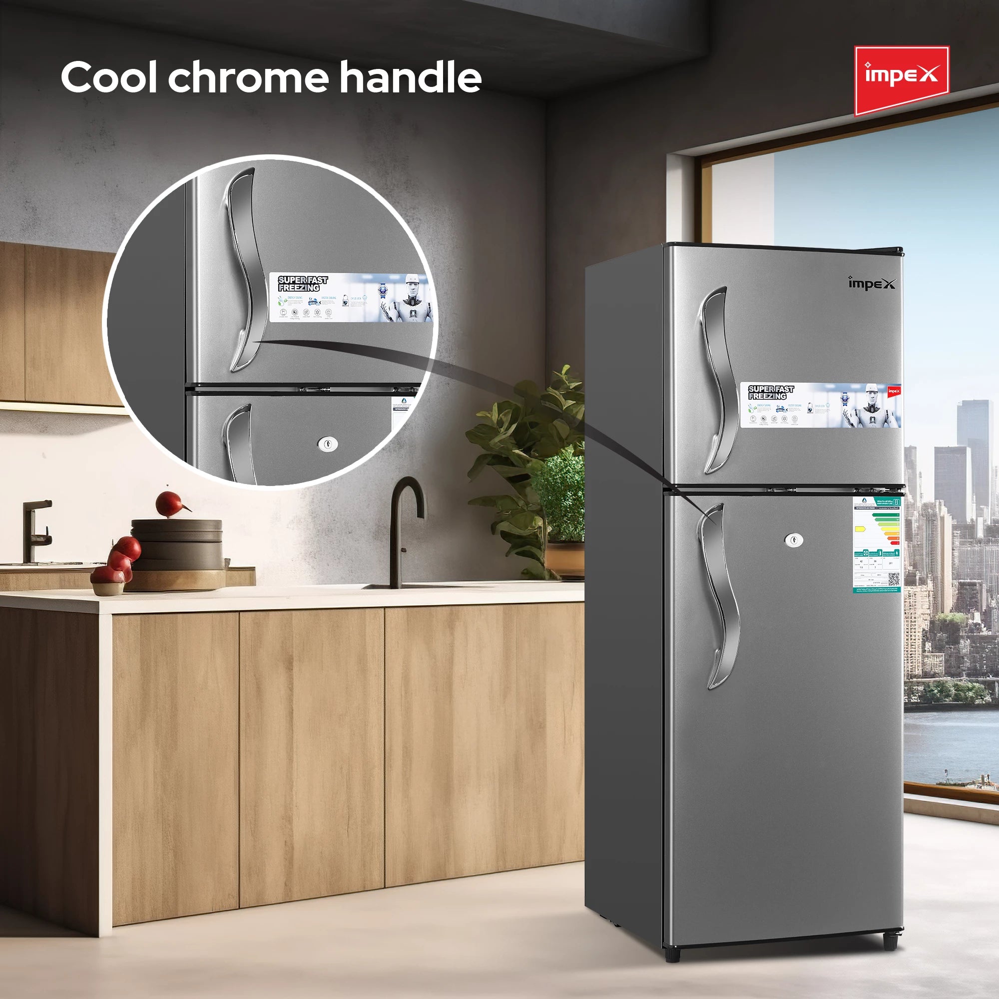 Impex 138L Double Door Refrigerator-Freezer IRF 138C