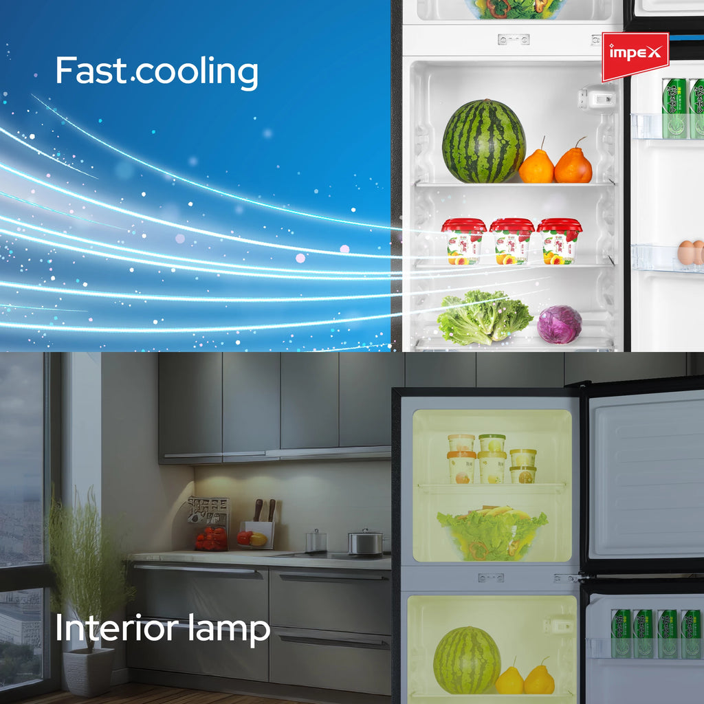 Impex 138L Double Door Refrigerator-Freezer IRF 138C