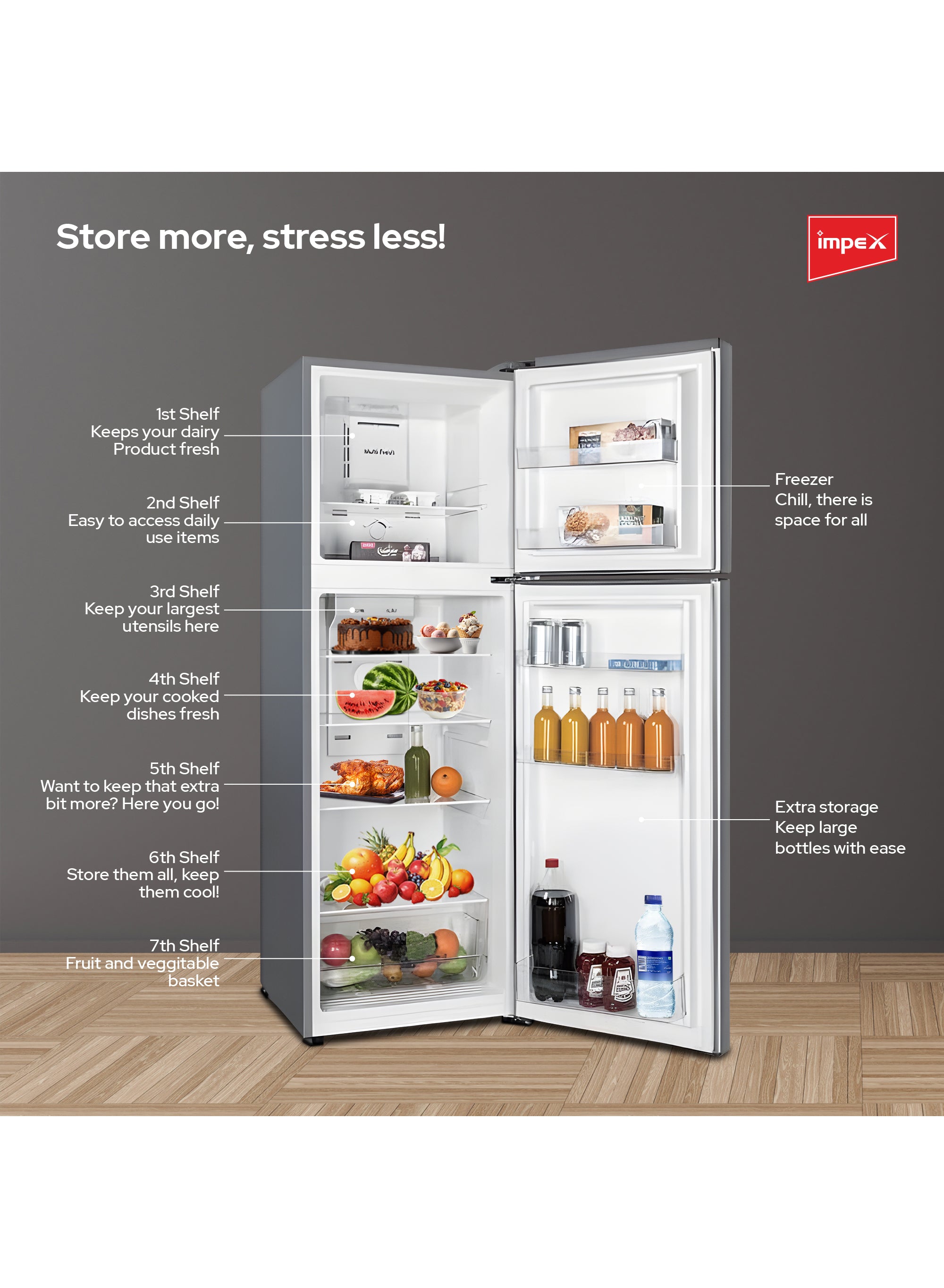 Impex 270L No Frost Inverter Refrigerator IRF250S
