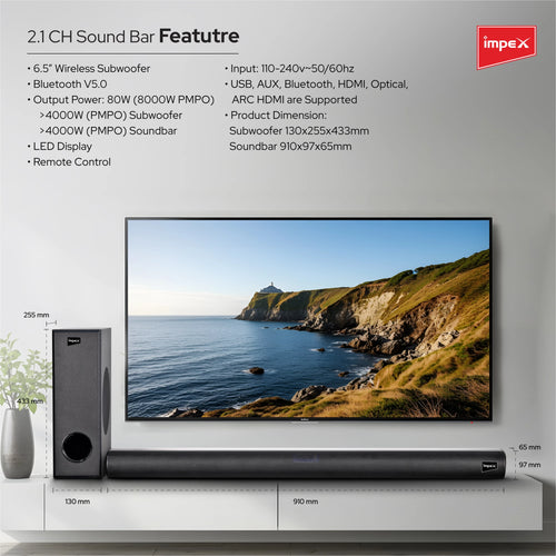 Impex 2.1 Wireless Subwoofer Soundbar BeatBeam SB 6000