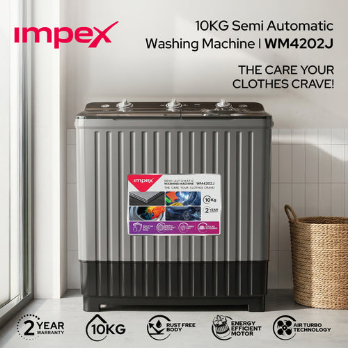 IMPEX 10 KG  SEMI-AUTOMATIC WASHING MACHINE (WM 4202)