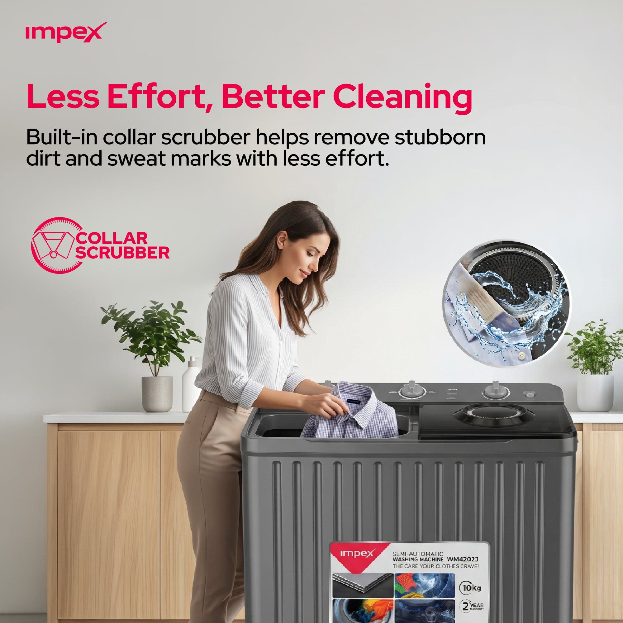 IMPEX 10 KG  SEMI-AUTOMATIC WASHING MACHINE (WM 4202)