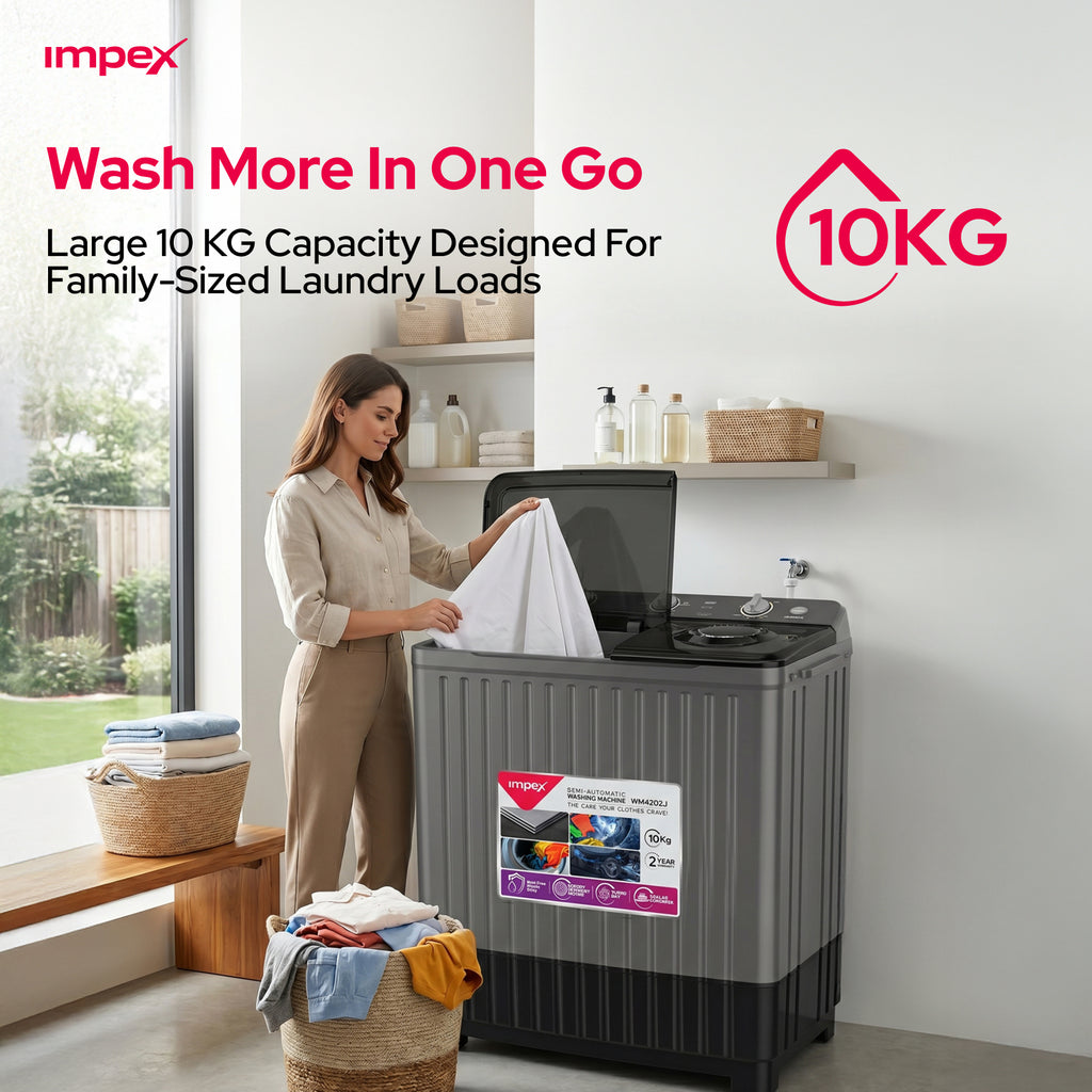 IMPEX 10 KG  SEMI-AUTOMATIC WASHING MACHINE (WM 4202)
